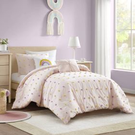4PCS Twin/Twin XL Cotton Jacquard Pom Pom Comforter Set