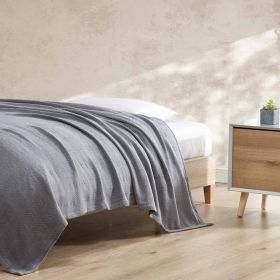 Full/Queen Cozy Lightweight Grey 100-Percent Cotton Blanket - Machine Washable