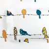 Queen Teal Yellow White Floral Birds on Wire Soft Polyester 6 Piece Sheet Set