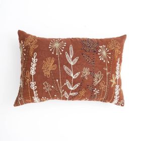 Linen Embroidered Lumbar Pillow