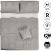 Queen size Ash Grey Damask Embroidered 4 Piece Oversized Bedspread Set